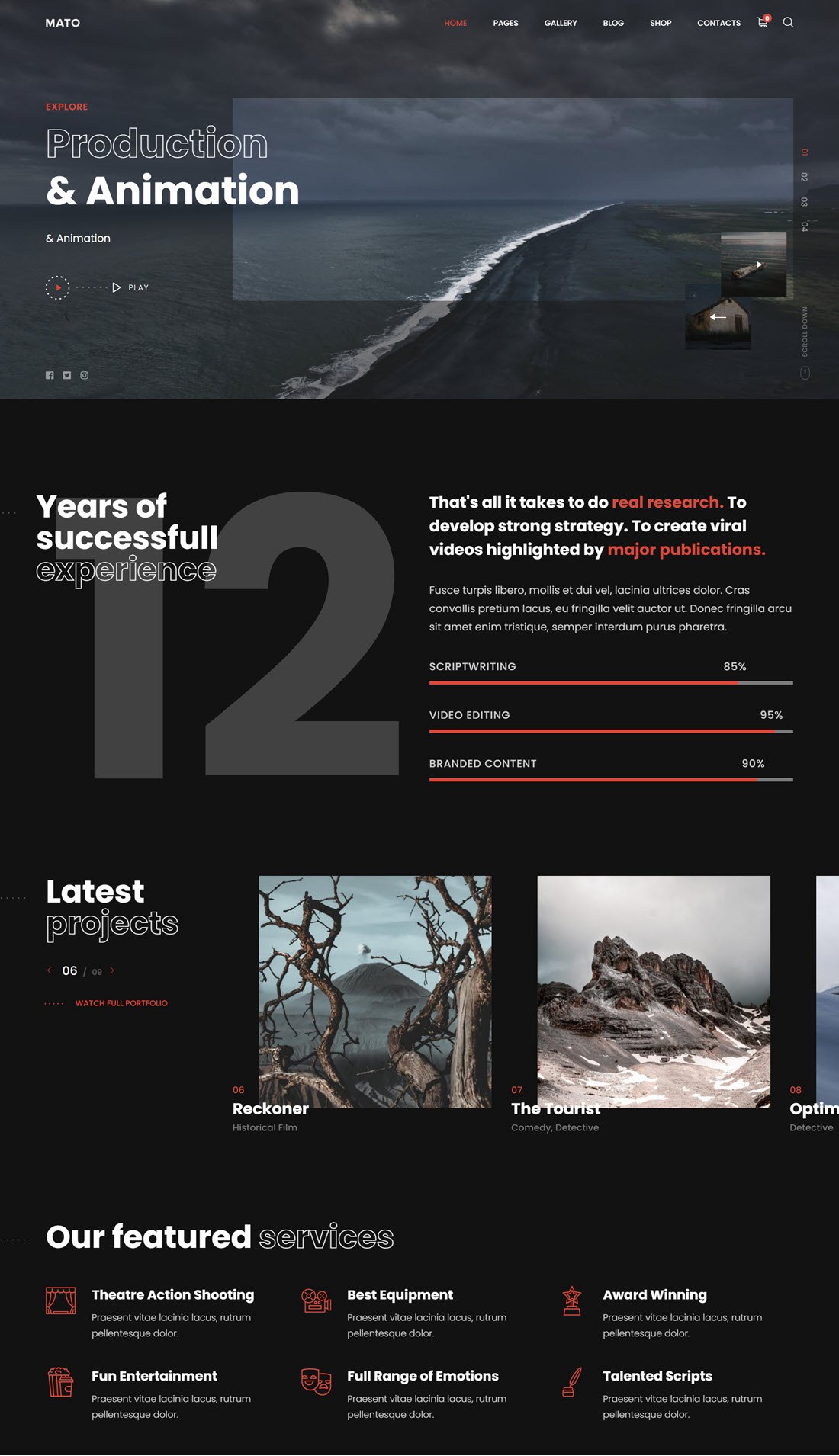 Mato Movie Studios and Filmmakers WordPress Theme Screenshot