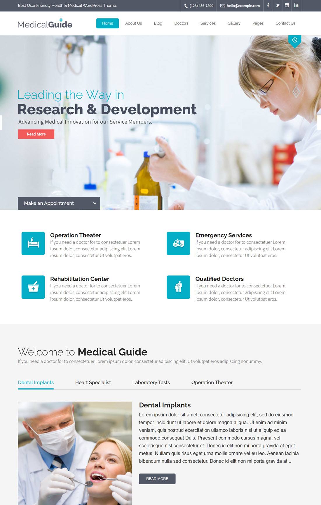 MedicalGuide Health and Dental WordPress Theme Demo