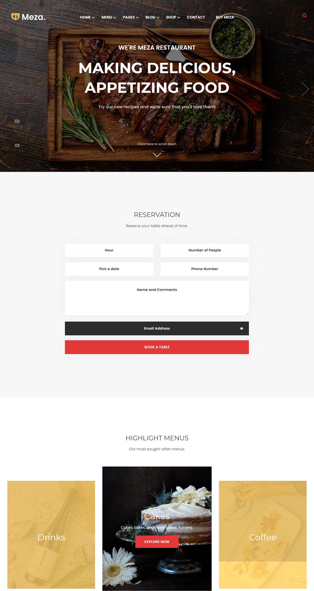 Meza Restaurant WordPress Themes Example