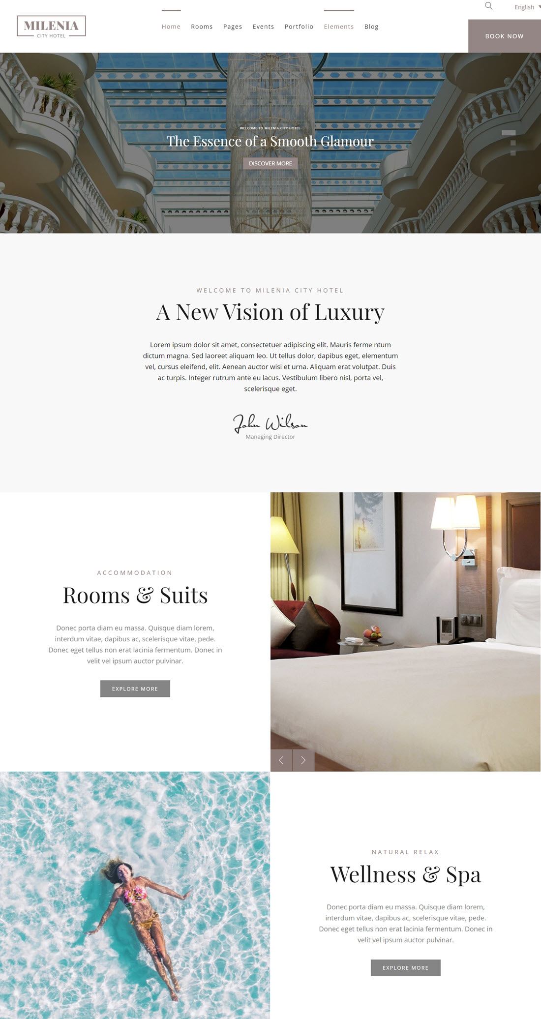 Milenia Hotel & Booking WordPress Theme Demo