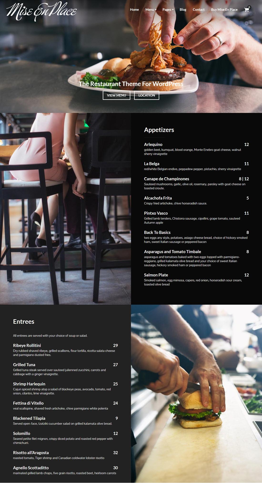 Mise En Place Restaurant WordPress Themes Screenshot