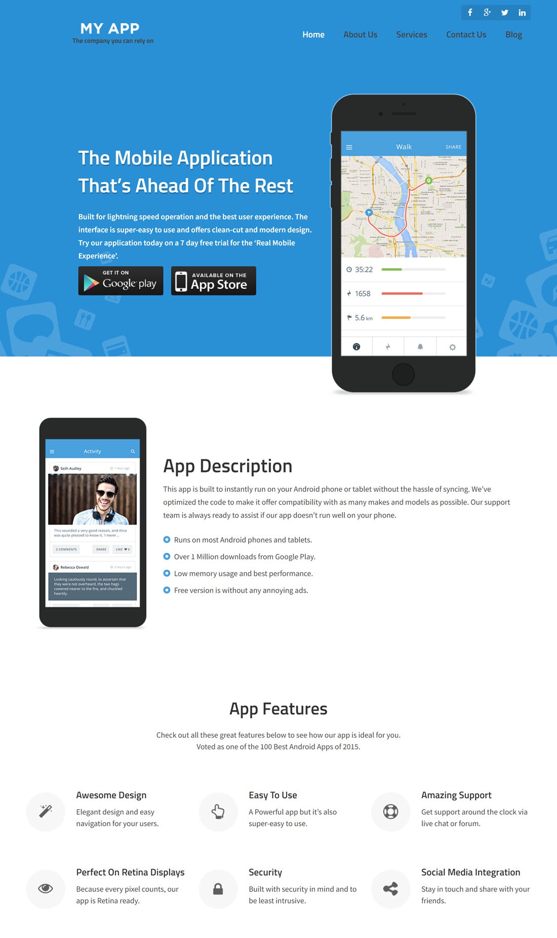 MyApp Showcase WordPress Themes Screenshot