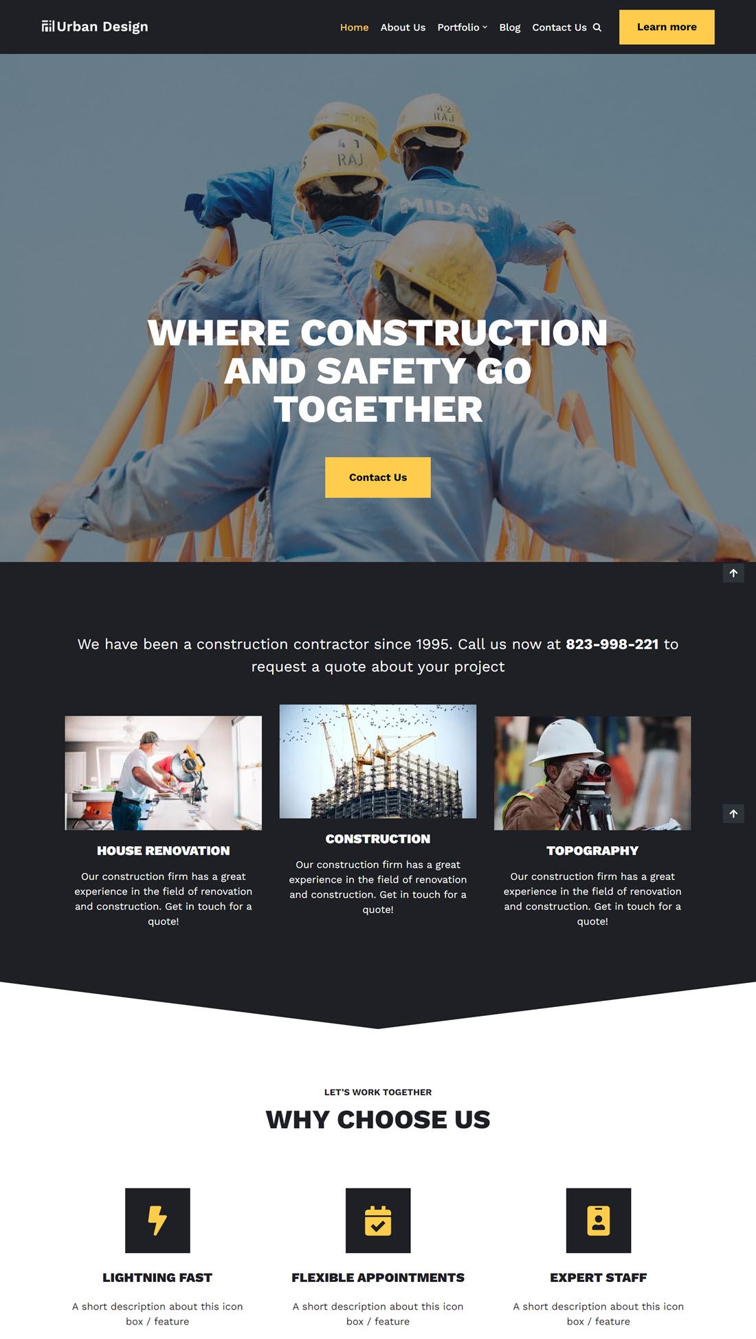 Neve Construction Company WordPress Themes Example