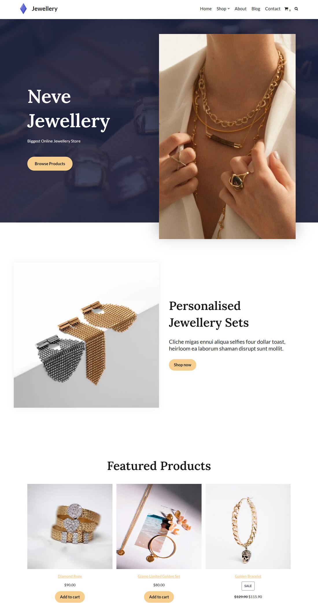 Neve eCommerce WordPress Themes Example