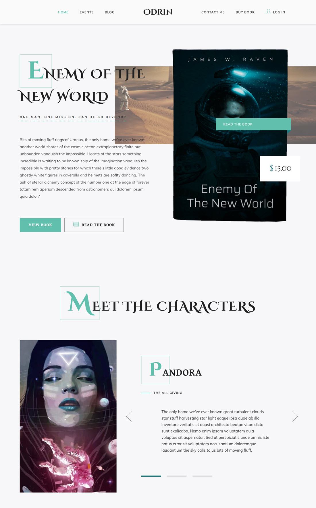 Odrin Book Selling WordPress Theme for Writers Example