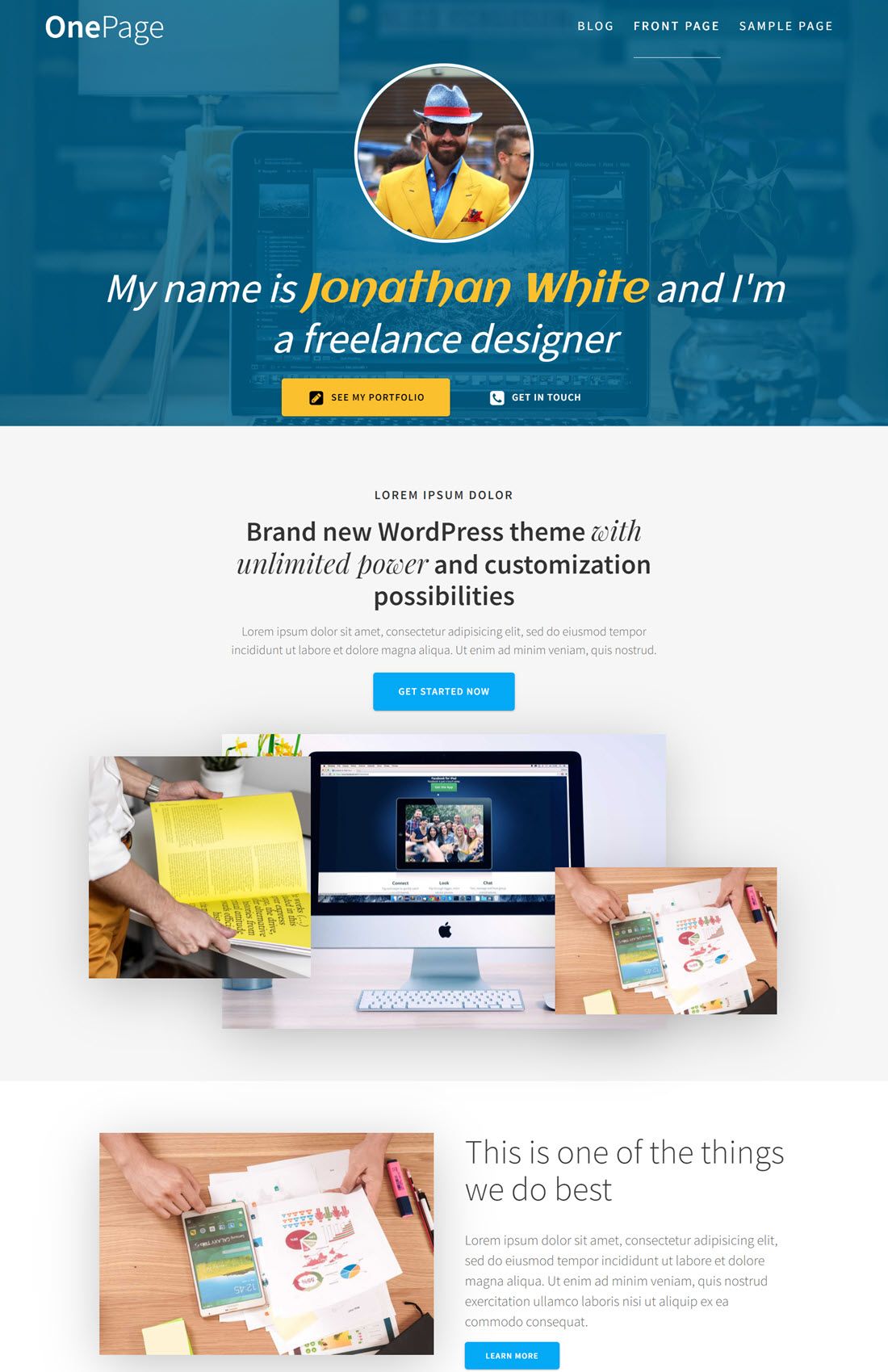 One Page Express Parallax WordPress Themes Screenshot