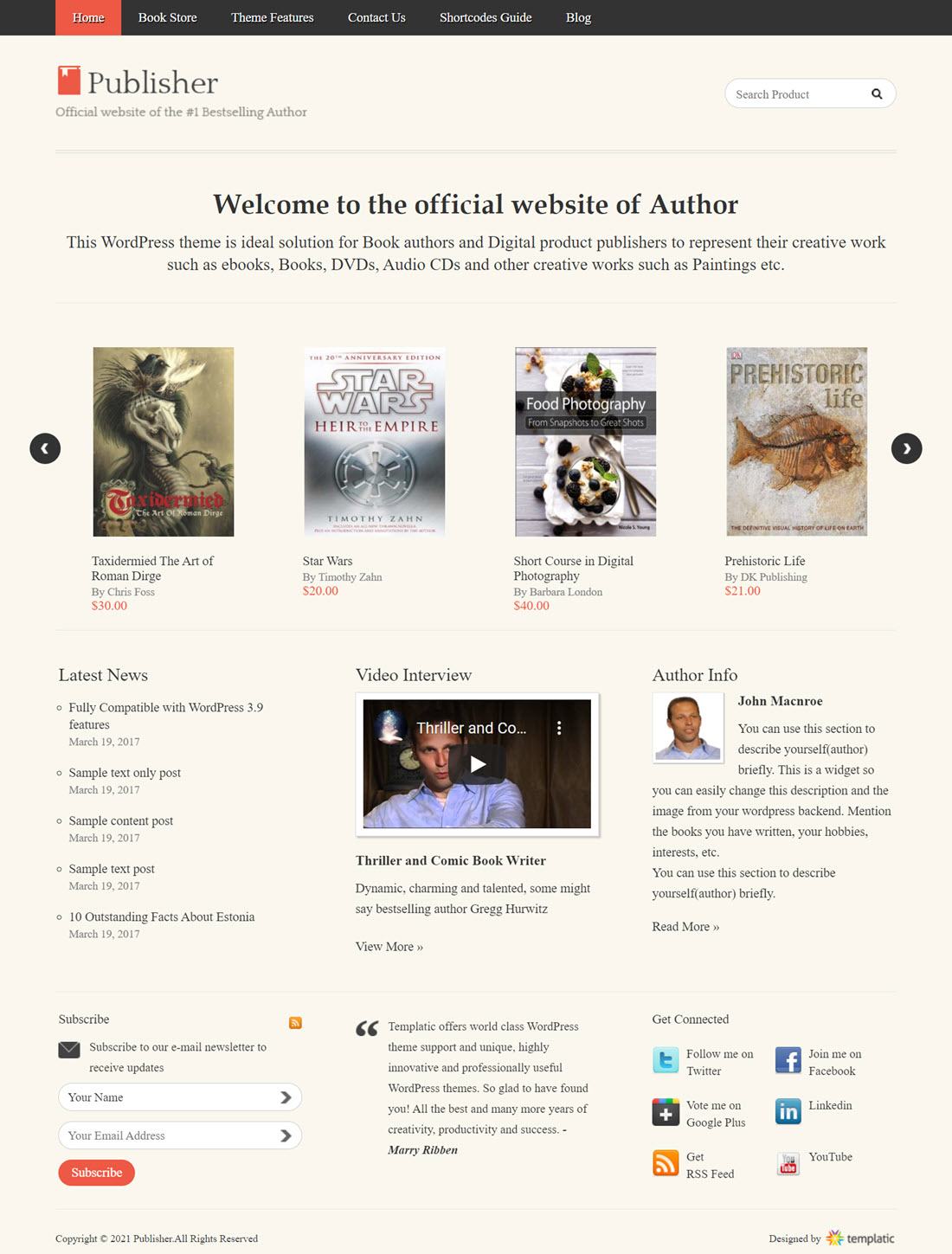 Publisher Book Store WordPress Themes Screenshot