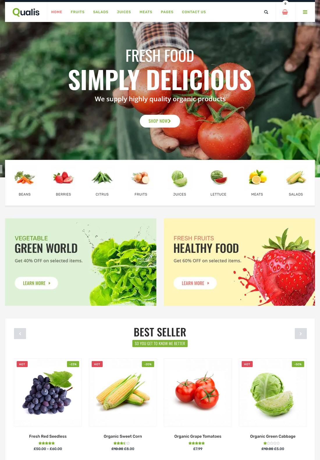Qualis Organic Food Responsive eCommerce WordPress Theme Screenshot