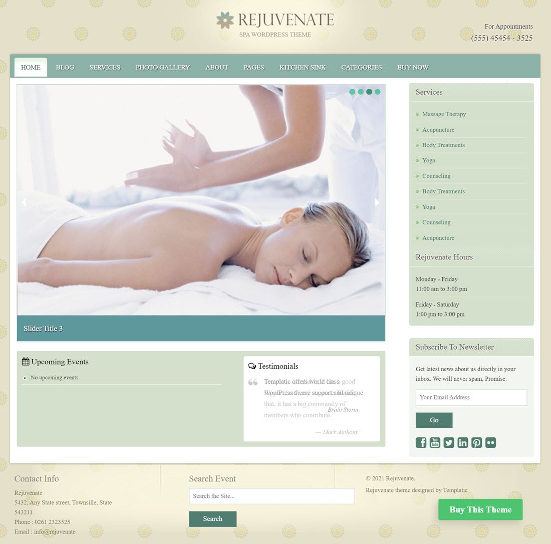 Rejuvenate Spa WordPress Themes Demo