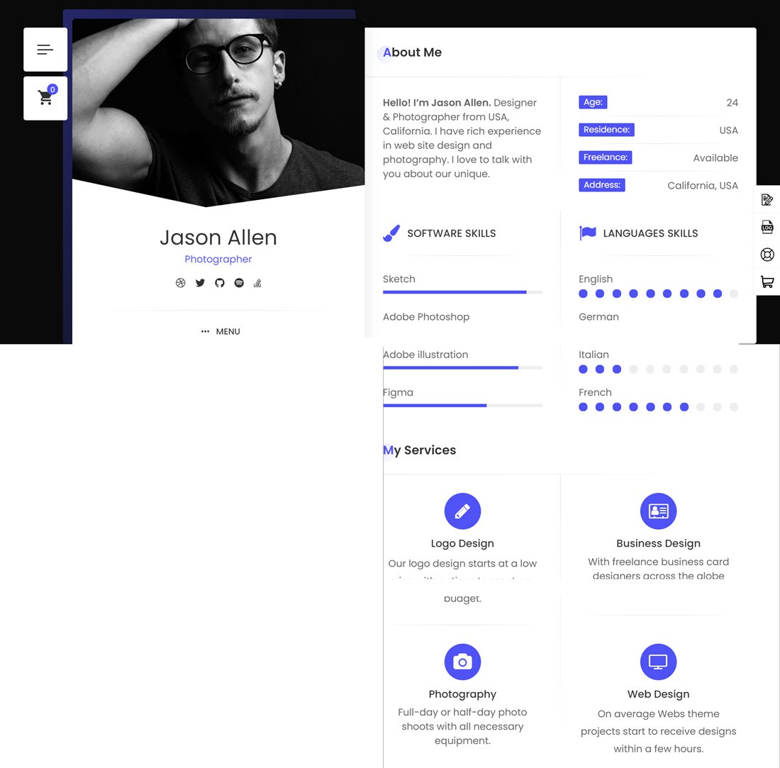 RyanCV Resume WordPress Themes Example