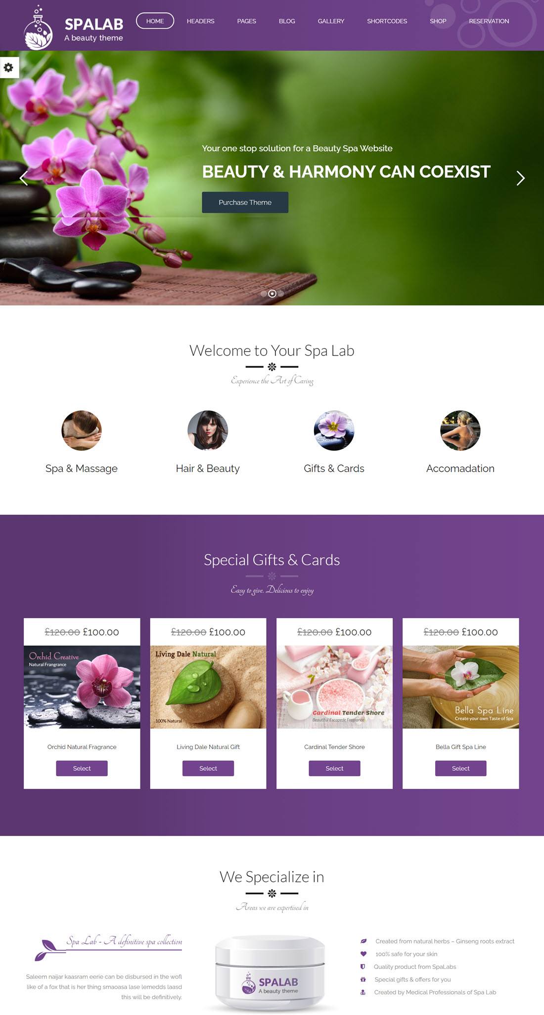 Spa Lab Beauty Salon Theme Screenshot