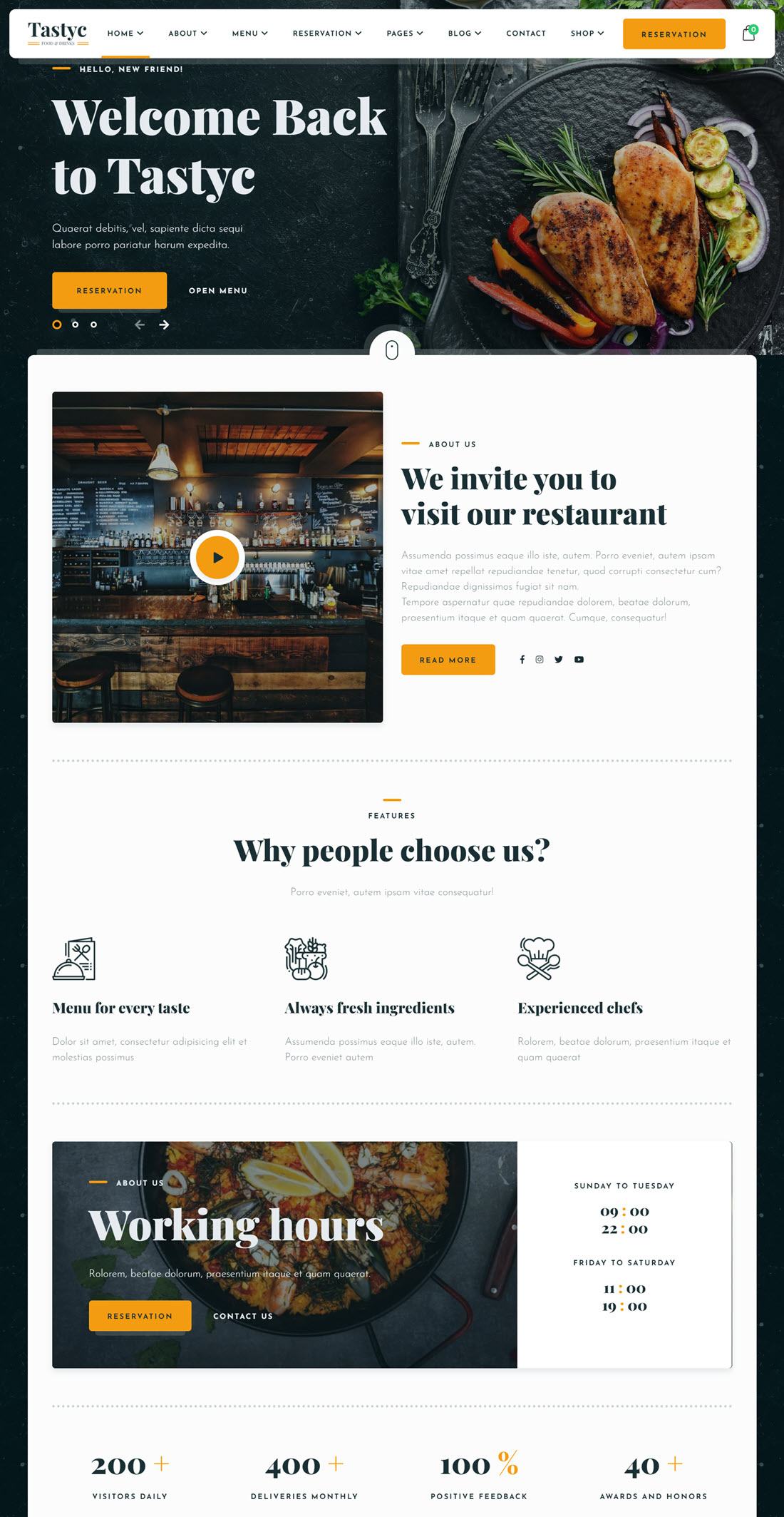 Tastyc Restaurant WordPress Theme Demo