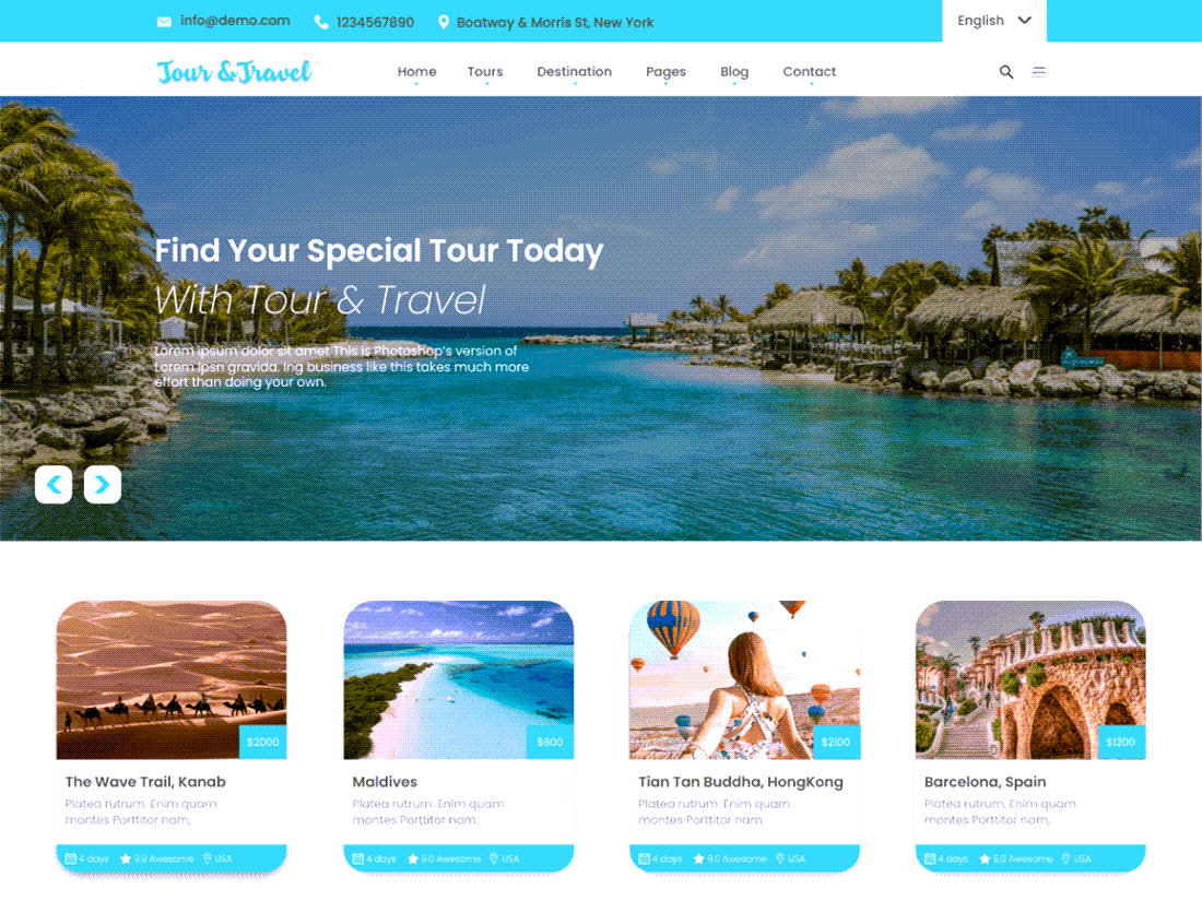 The Travel Booking WordPress Themes Screenshot