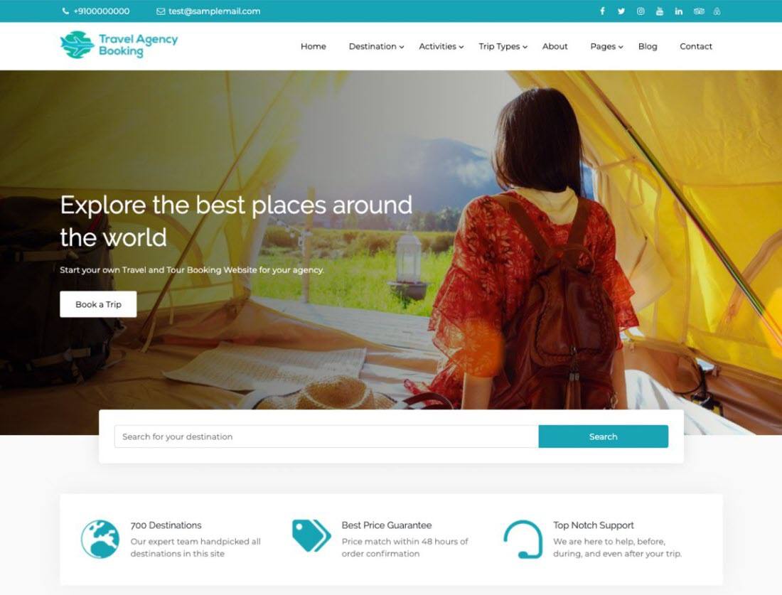 Travel Agency Booking WordPress Themes Example