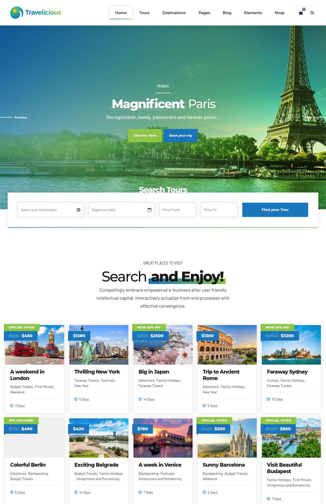 Travelicious Tour Operator Theme Demo