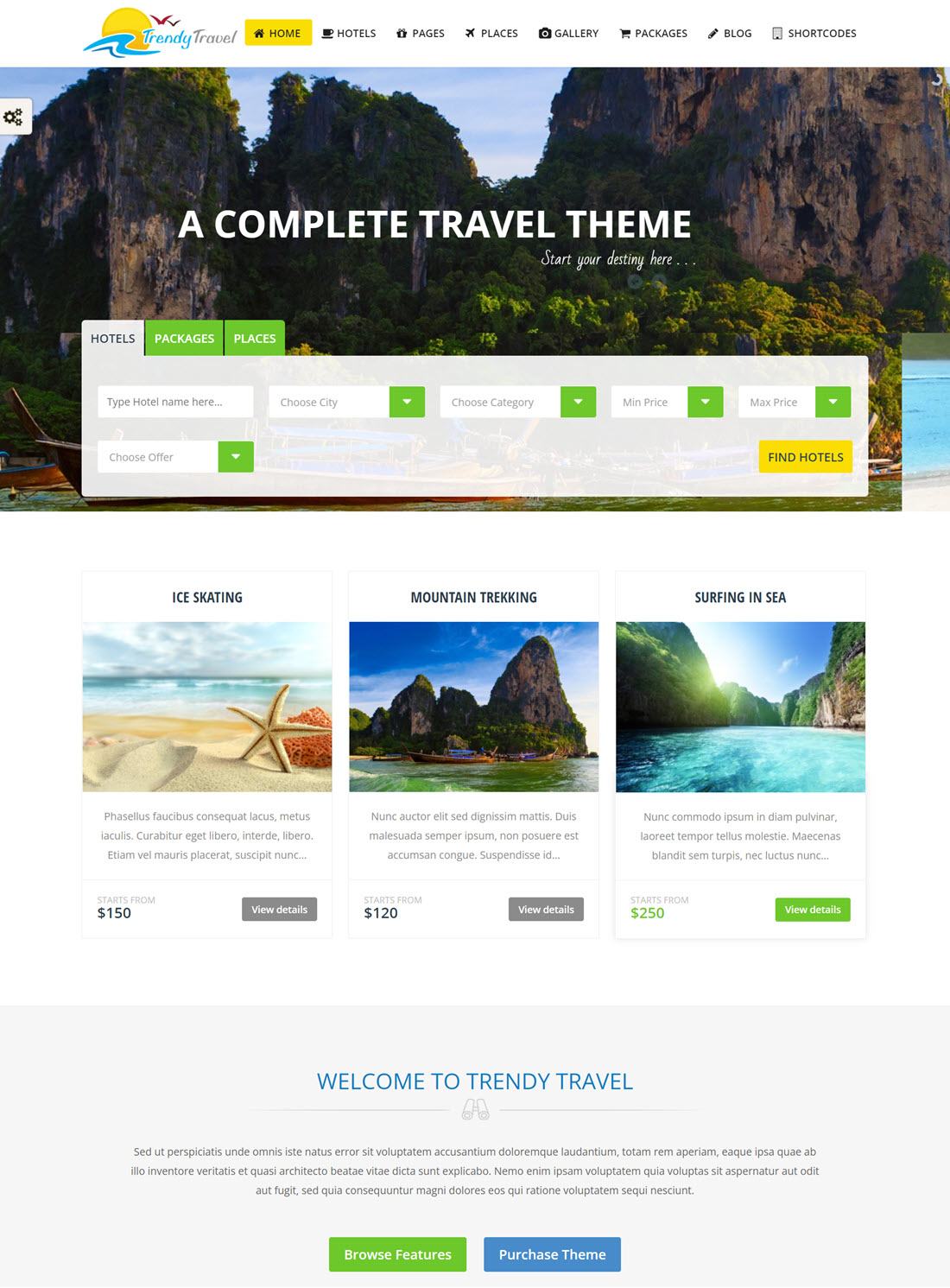 Trendy Travel WordPress Themes Screenshot