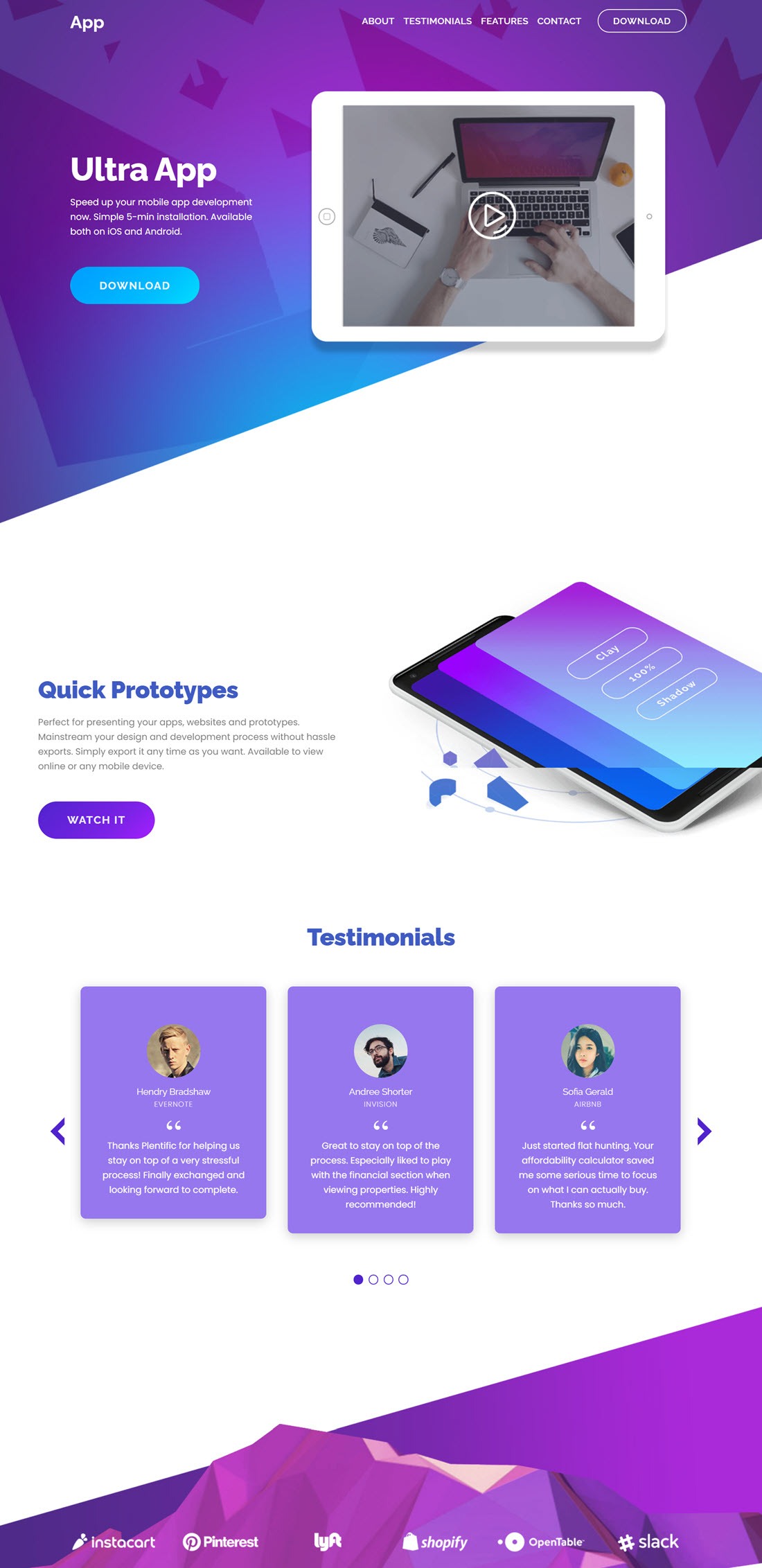 Ultra App Showcase WordPress Themes Example