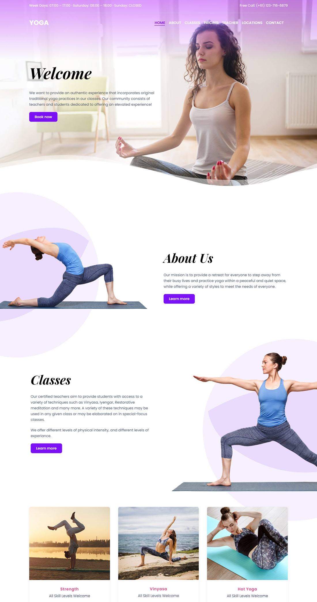 Ultra Yoga Yoga WordPress Theme Example