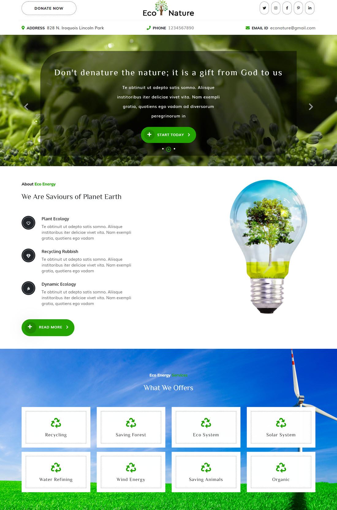 VW Eco Nature Garden WordPress Themes Example