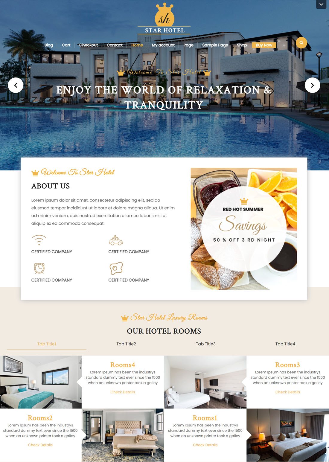 VW Hotel WordPress Themes Example