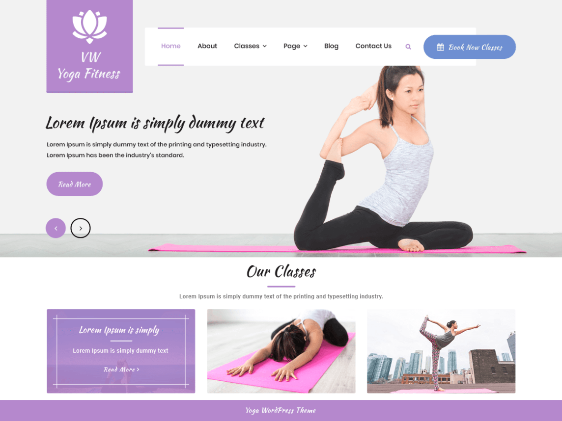 VW Yoga Fitness Theme for WordPress Screenshot