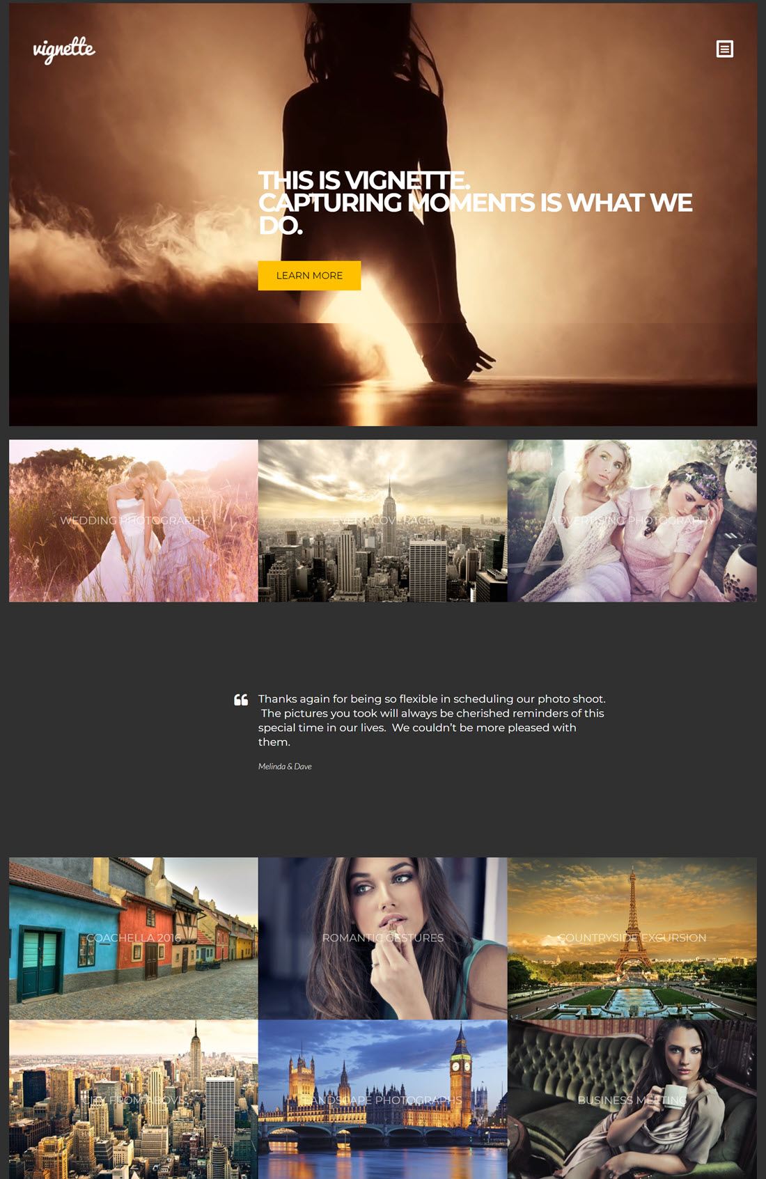 Vignette Photography WordPress Themes Example