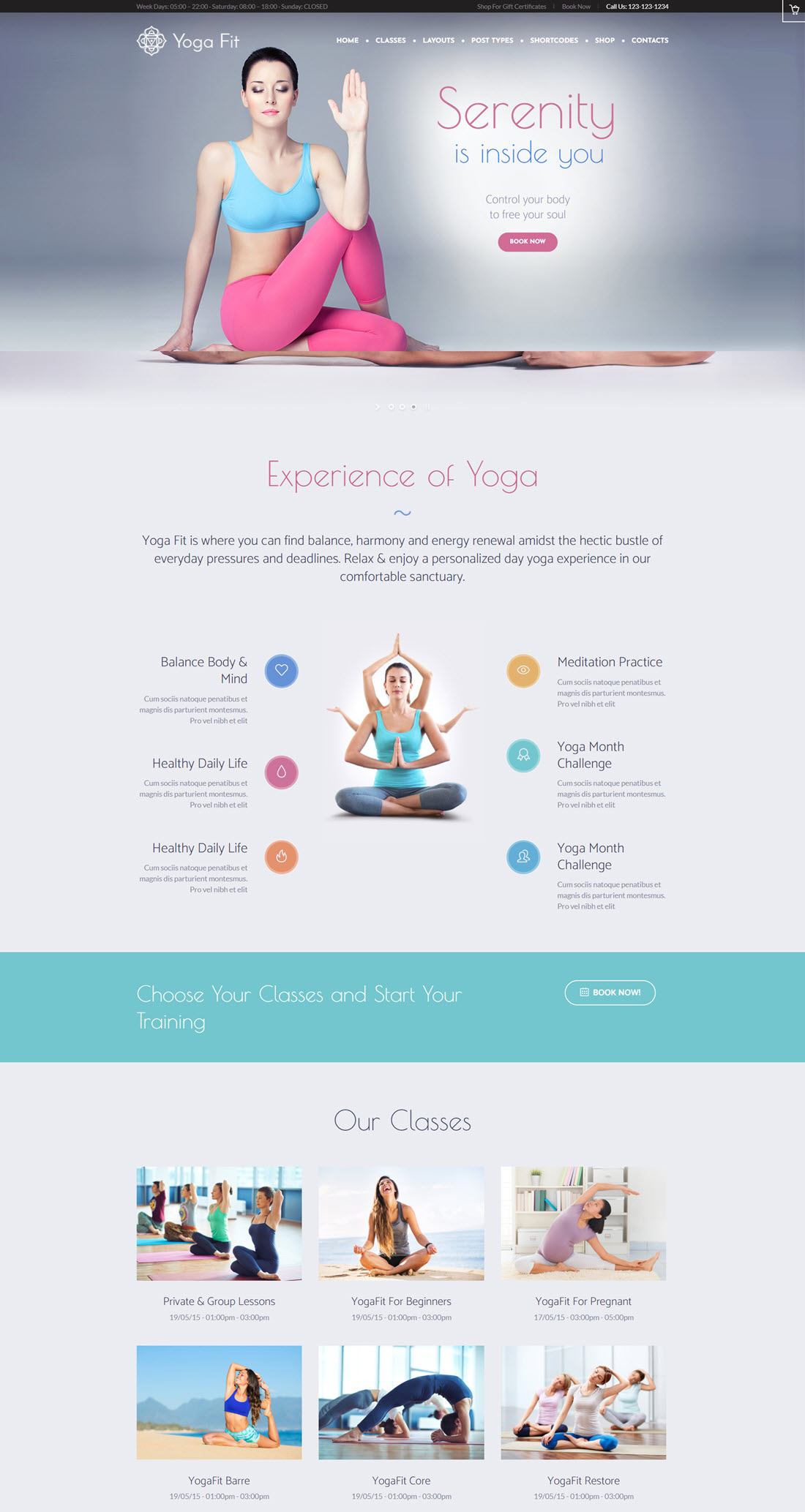 Yoga Fit Sports & Fitness WordPress Theme Example