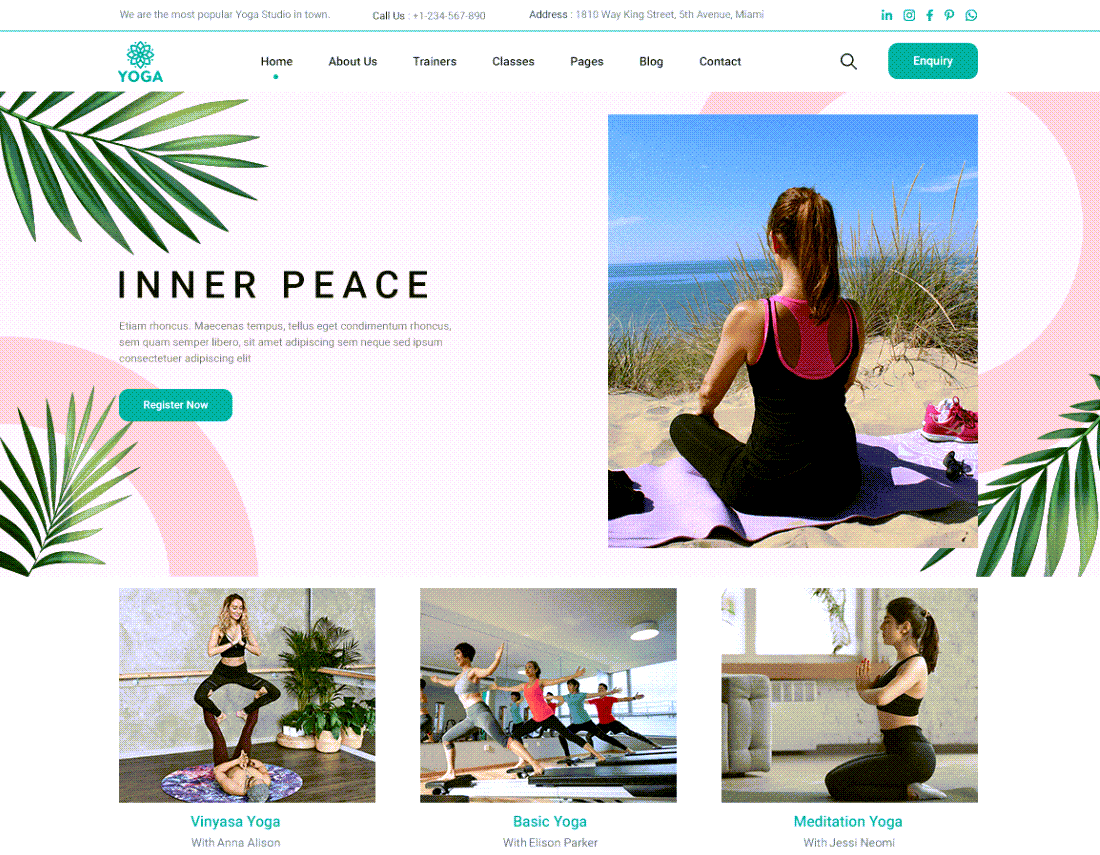 Yoga Studio Theme for WordPress Screenshot