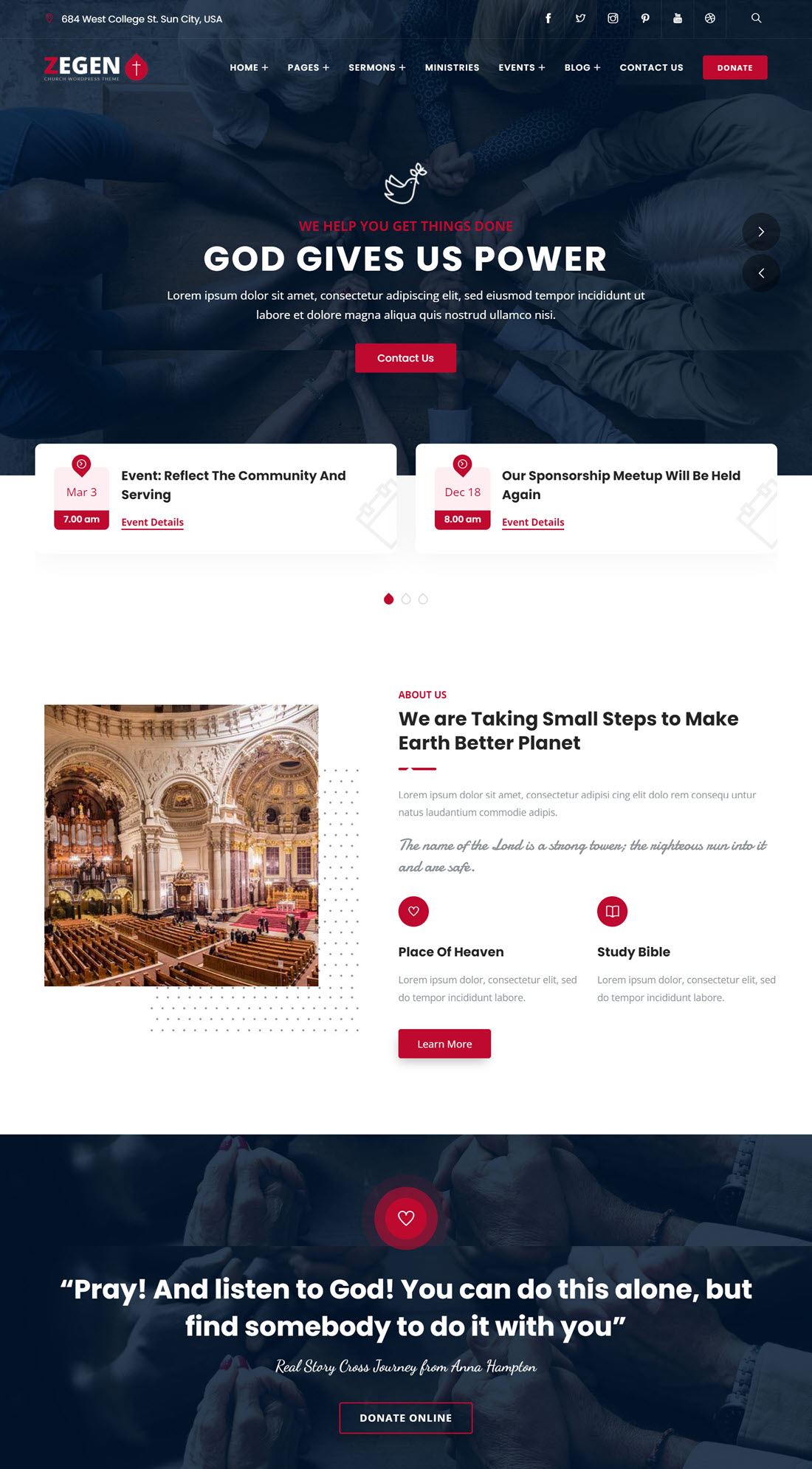 Zegen Church WordPress Theme Screenshot