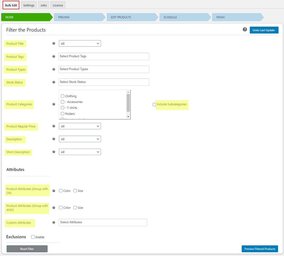 Bulk Filter & Preview the Products to Edit