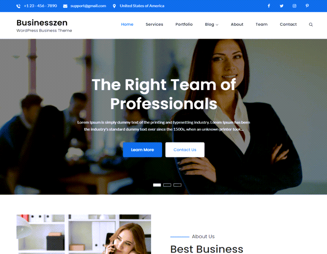 Businesszen WordPress Themes Screenshot