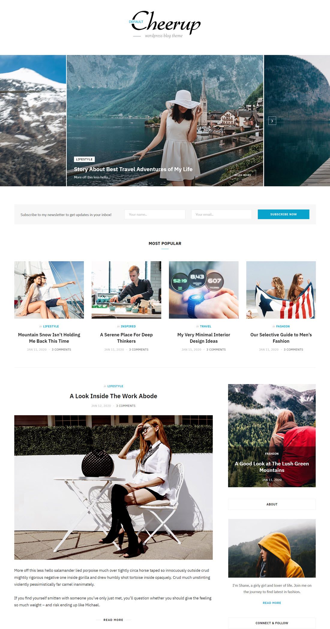 CheerUp Blog & Magazine WordPress Themes Demo