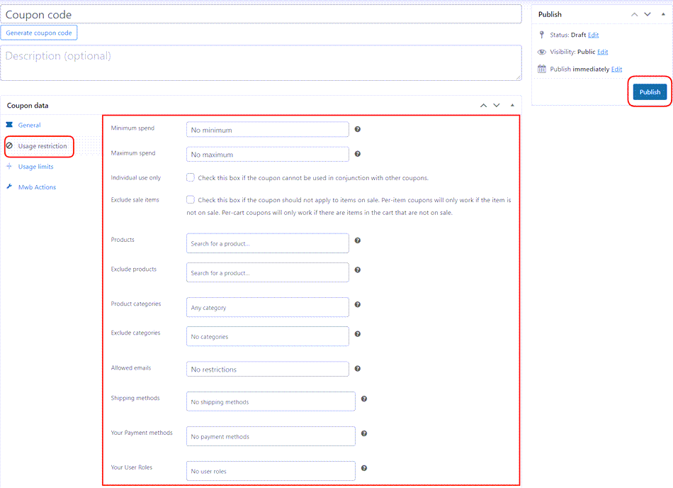 Create Coupon Code With Restriction In WooCommerce Setting