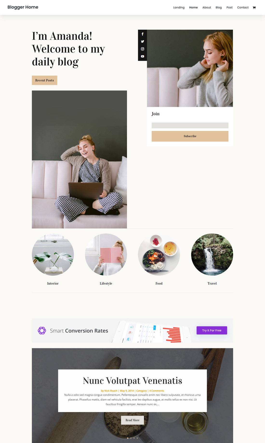 Divi lifestyle blogger WordPress Themes Screenshot