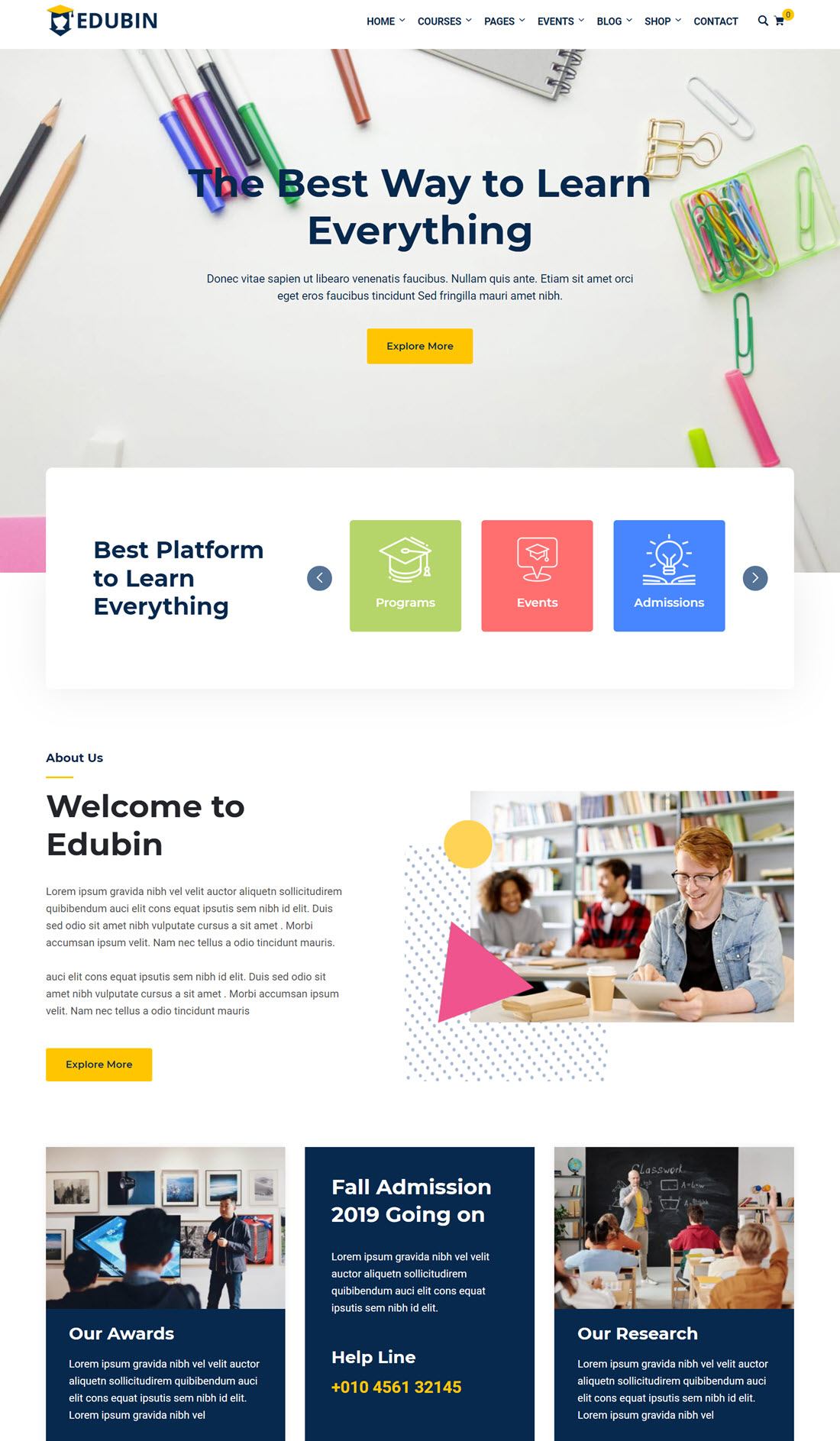 Edubin Education WordPress Theme Demo