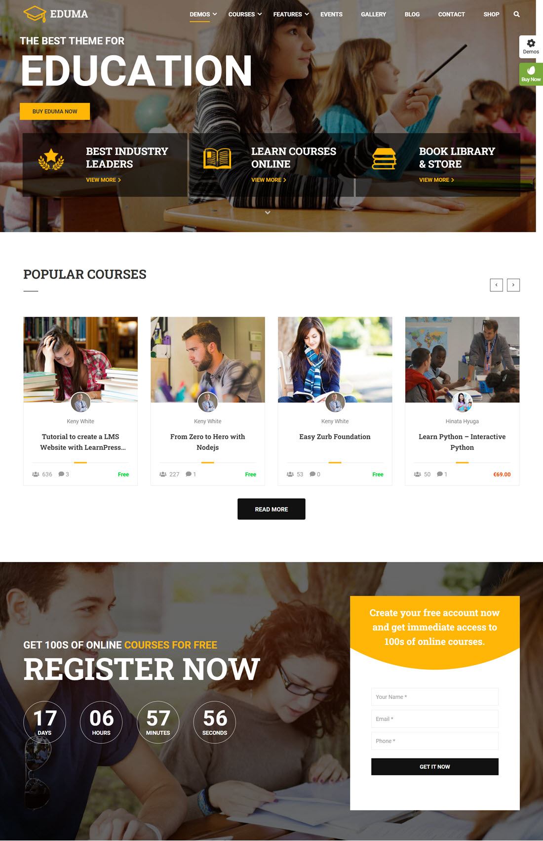 Eduma Education WordPress Theme Example
