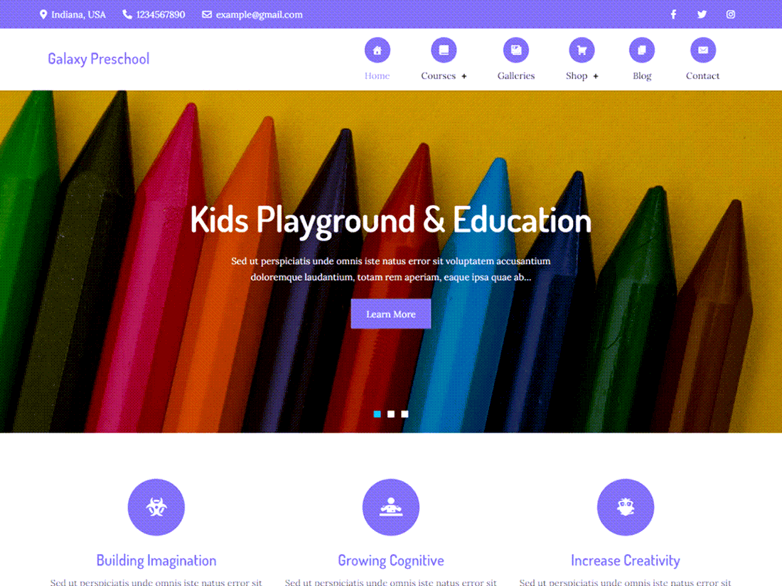 Galaxy Preschool Education WordPress Themes Demo