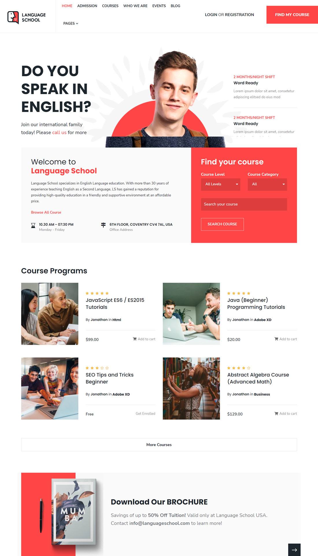 Language School WordPress Theme Demo