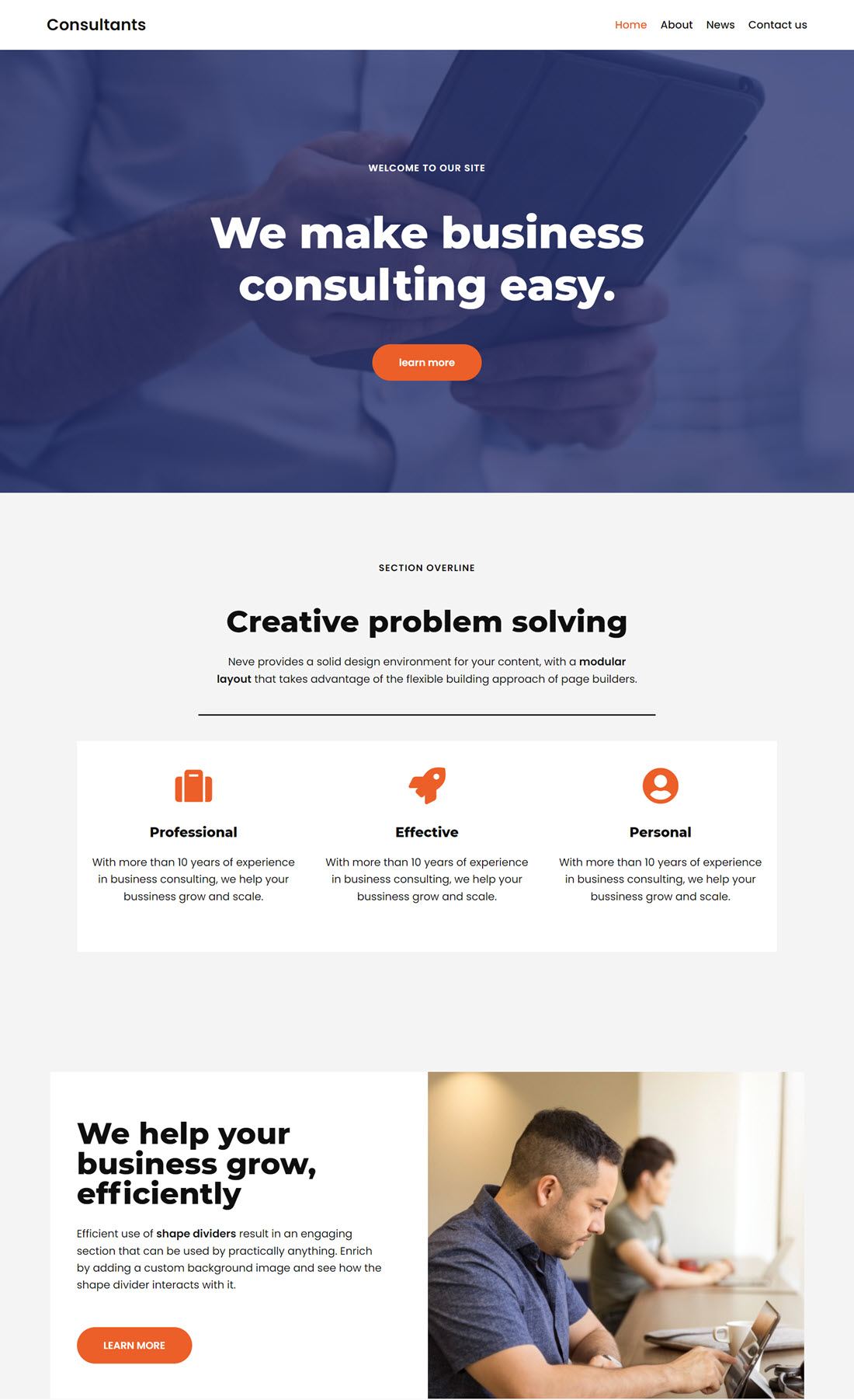 Neve Business consultant WordPress Themes Screenshot