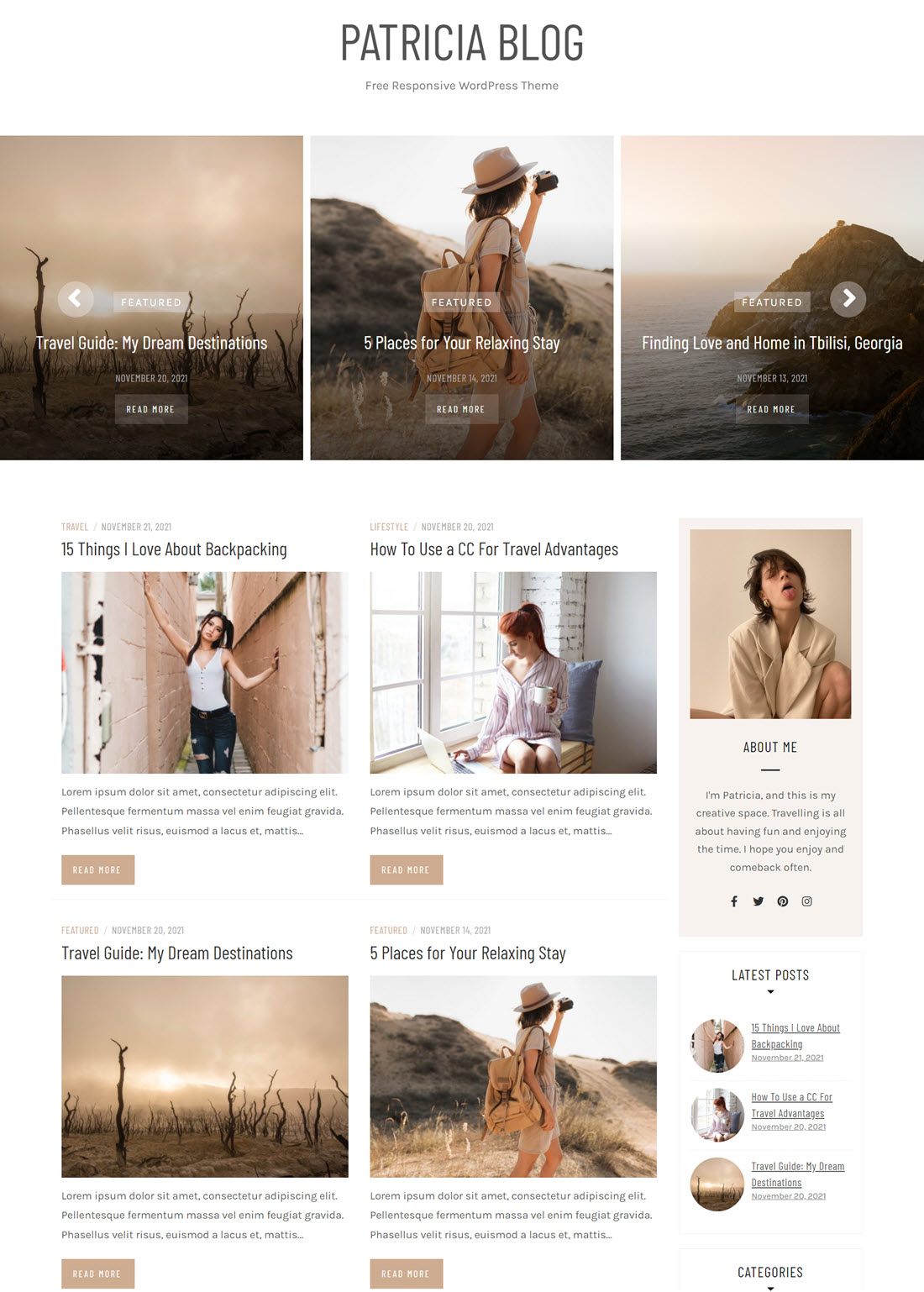 Patricia WordPress Blog Themes Example