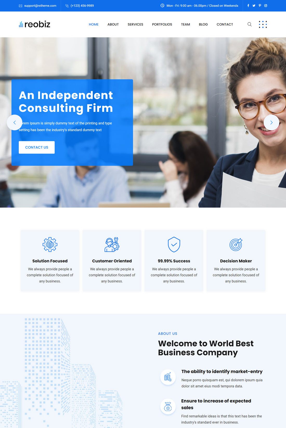 Reobiz Consulting Business WordPress Theme Demo