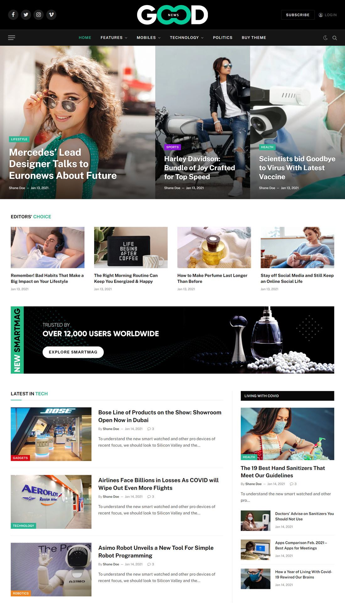 SmartMag News & Magazine WordPress Theme example