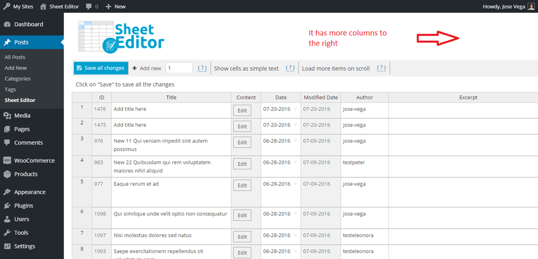 SpreadSheet Editor Example