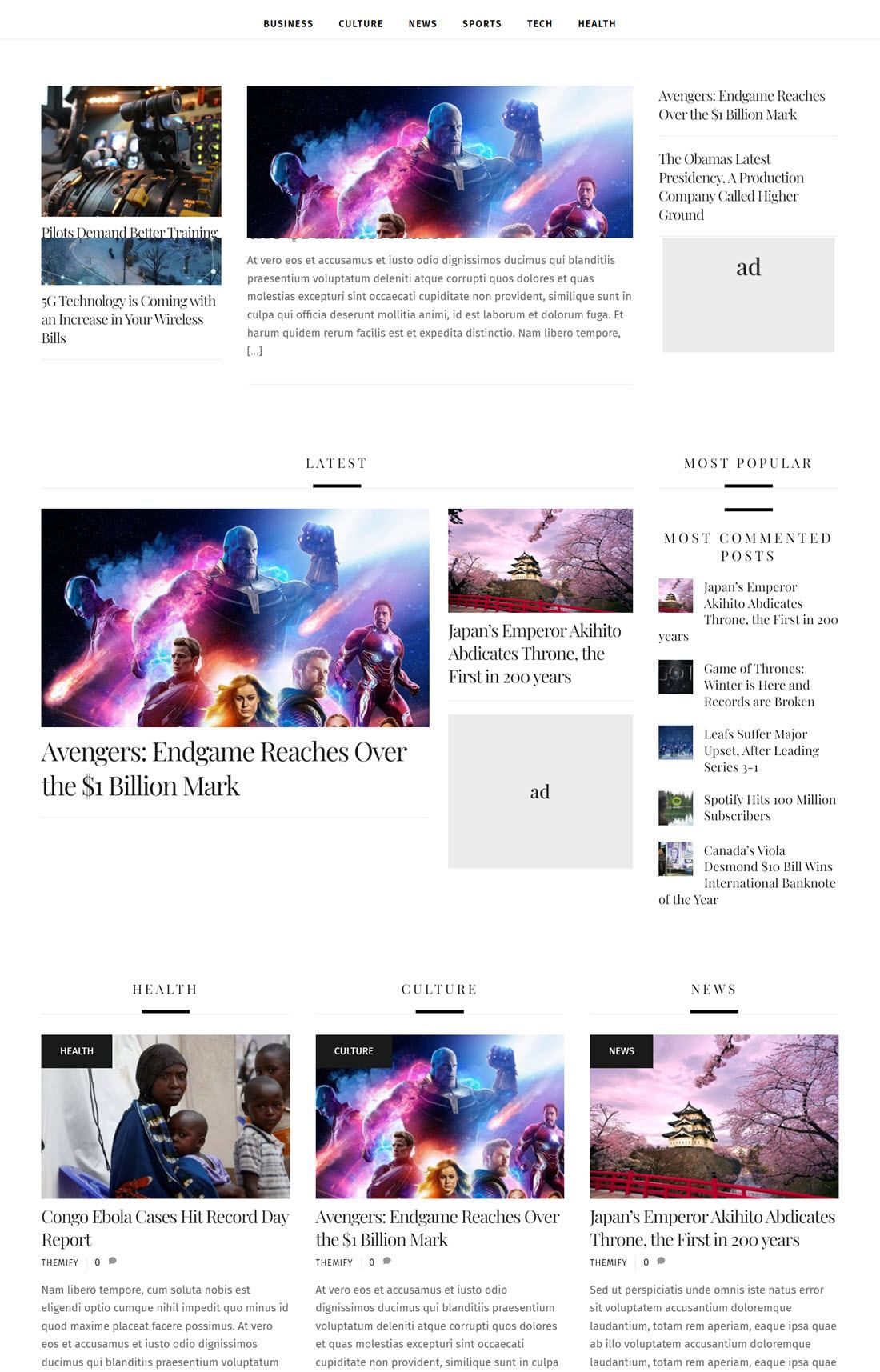 Ultra Blog WordPress Themes Screenshot