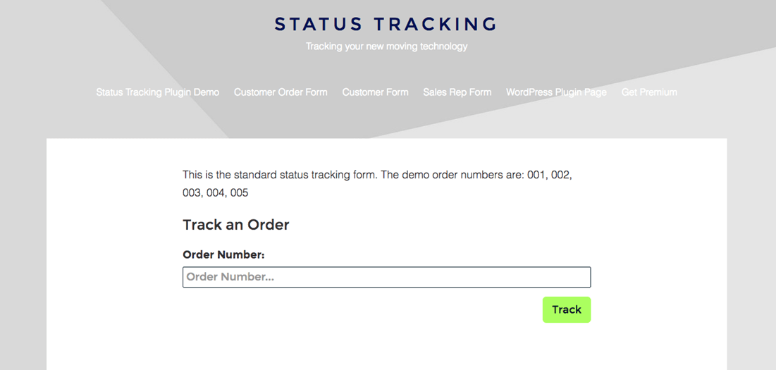 Simple Status Tracking Start Page