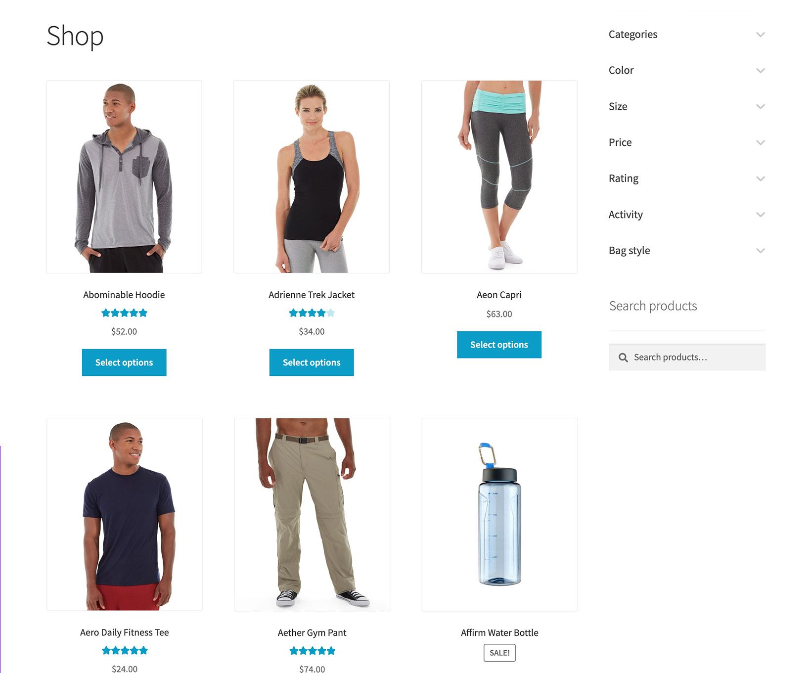 WooCommerce toggle product filters open closed screenshot
