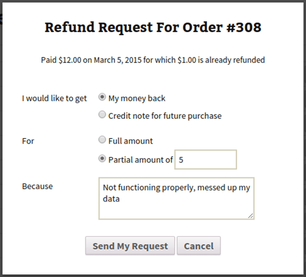 customer refund request form