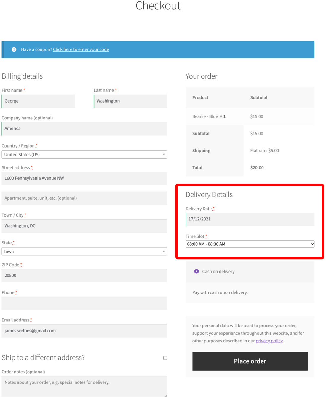 iconicwp delivery slots checkout delivery options