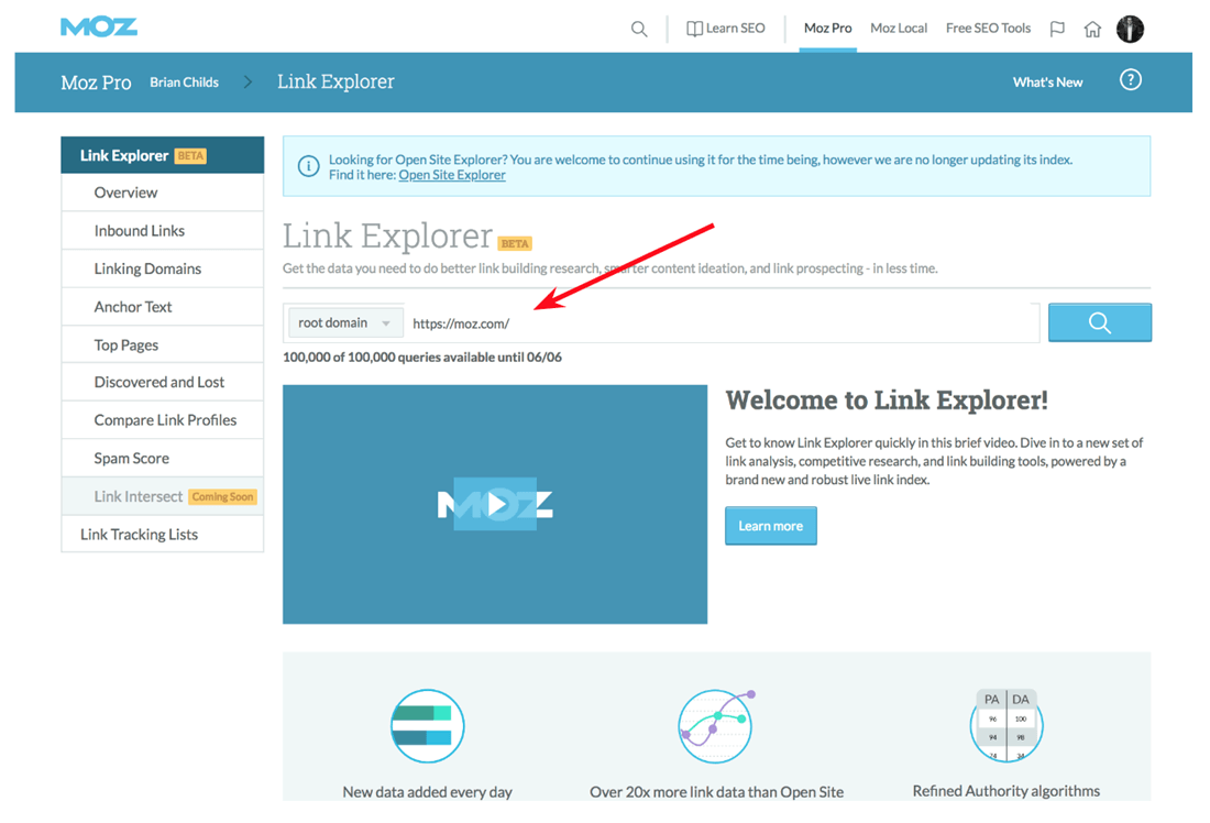 MOZ Meet Link Explorer