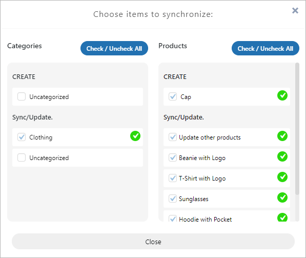 APIExperts Square Choose Item To Synchronize Demo